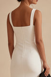 White Bodycon Thick Straps Short Graduation Dress with Slit