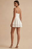 A Line Spaghetti Straps Little White Dress