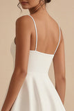 A Line Spaghetti Straps Little White Dress