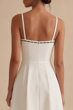Thick Straps A Line White Midi Engagement Dress
