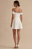 Off the Shoulder A Line Little White Dress