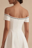 Off the Shoulder A Line Little White Dress