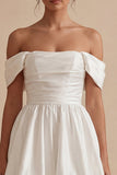 Bubble Off the Shoulder A Line Little White Dress