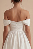 Bubble Off the Shoulder A Line Little White Dress