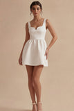 A Line Thick Strap Little White Dress