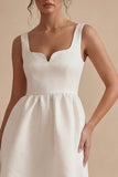 A Line Thick Strap Little White Dress