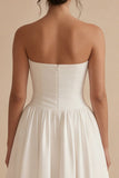 White Strapless Backless Sleeveless Long Engagement Dress
