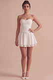 Basque Waits Corset White Short Little White Dress