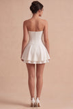 Basque Waits Corset White Short Little White Dress