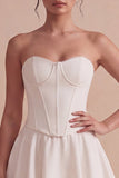 Basque Waits Corset White Short Little White Dress