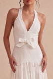 White A Line Pleated Short Graduation Dress