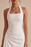Bodycon White Halter Neck Short Graduation Dress