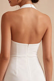 Bodycon White Halter Neck Short Graduation Dress