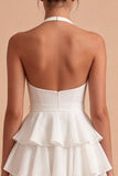 A Line White Tiered Short Bridal Shower Dress
