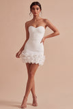 Bodycon Appliqued Floral White Short Bridal Shower Dress