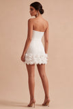 Bodycon Appliqued Floral White Short Bridal Shower Dress