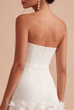 Bodycon Appliqued Floral White Short Bridal Shower Dress