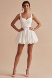A Line Thick Straps White Little White Dress