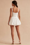A Line Thick Straps White Little White Dress