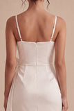 Ruched Bodycon White Short Graduation Dress with Bow
