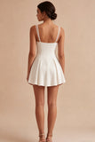 A Line White Spaghetti Straps Short Bridal Shower Dress