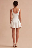 A Line White Thick Straps Short Bridal Shower Dress