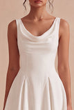 A Line White Thick Straps Short Bridal Shower Dress