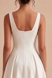 A Line White Thick Straps Short Bridal Shower Dress