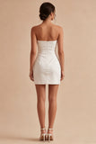 Bodycon White Ruched Short Bridal Shower Dress