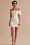 Bodycon Strapless Backless Short Bridal Shower Dress with Bow