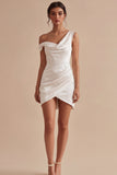 One Shoulder White Bodycon Little White Dress