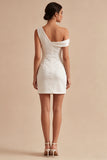 One Shoulder White Bodycon Little White Dress
