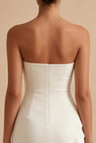 Strapless Ruffled White Bodycon Little White Dress