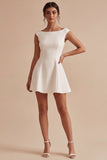 White A Line Sleeveless Short Bridal Shower Dress