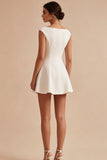 White A Line Sleeveless Short Bridal Shower Dress