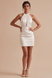 Satin White Sheath Short Bridal Shower Dress