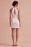 Satin White Sheath Short Bridal Shower Dress