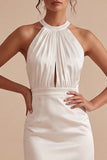 Satin White Sheath Short Bridal Shower Dress