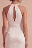 Satin White Sheath Short Bridal Shower Dress
