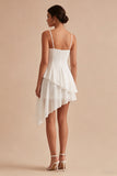 White A Line Spaghetti Straps High Low Bridal Shower Dress