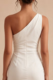 Bodycon White Ruched Short Graduation Dress with Slit