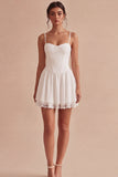Corset A Line White Short Graduation Dress