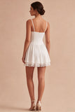 Corset A Line White Short Graduation Dress