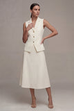Ivory A Line Single Breasted Midi Blazer Dress
