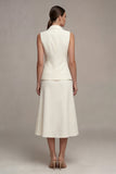 Ivory A Line Single Breasted Midi Blazer Dress