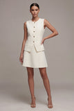 Ivory 2 Piece Single Breasted Short Blazer Dress