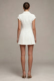 A Line Single Breasted White Short Blazer Dress
