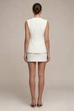 Bodycon White Round Neck 2 Piece Short Blazer Dress
