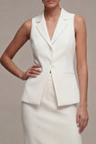 Ivory Sheath Peak Lapel 2 Piece Midi Blazer Dress