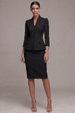 Sheath Ivory Single Breasted 2 Piece Midi Blazer Dress